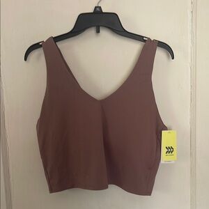 Mauve/Light Brown Sleeveless Crop Top - sports bra lined Sz.  XXL